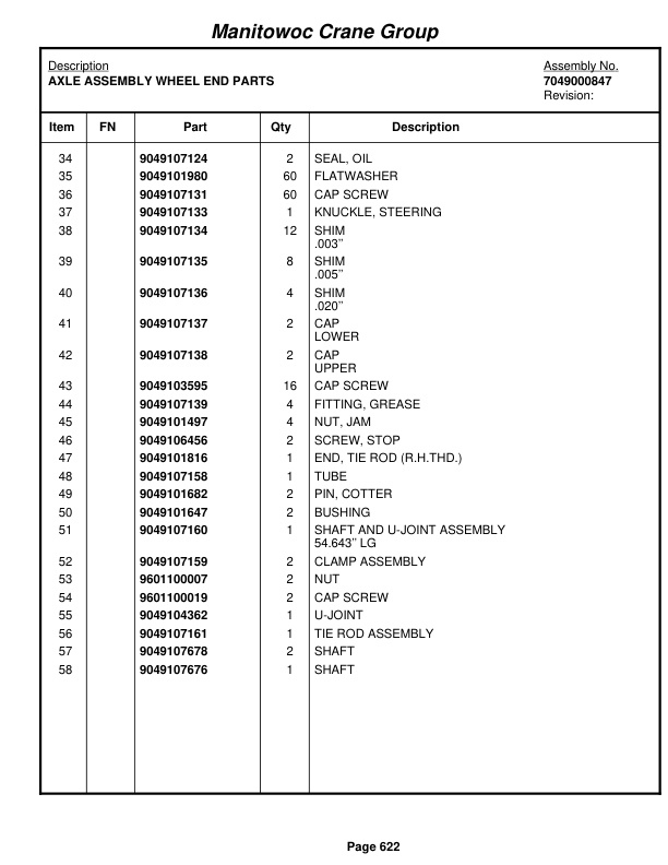 Grove RT600C Crane Parts Manual 78161 2006-3