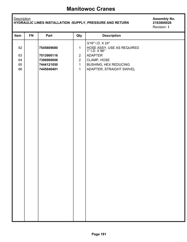 Grove RT630 Crane Parts Manual 43327 2021-2