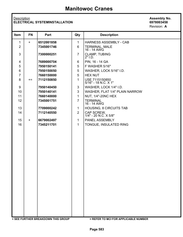 Grove RT630C Crane Parts Manual 79120 2020-3