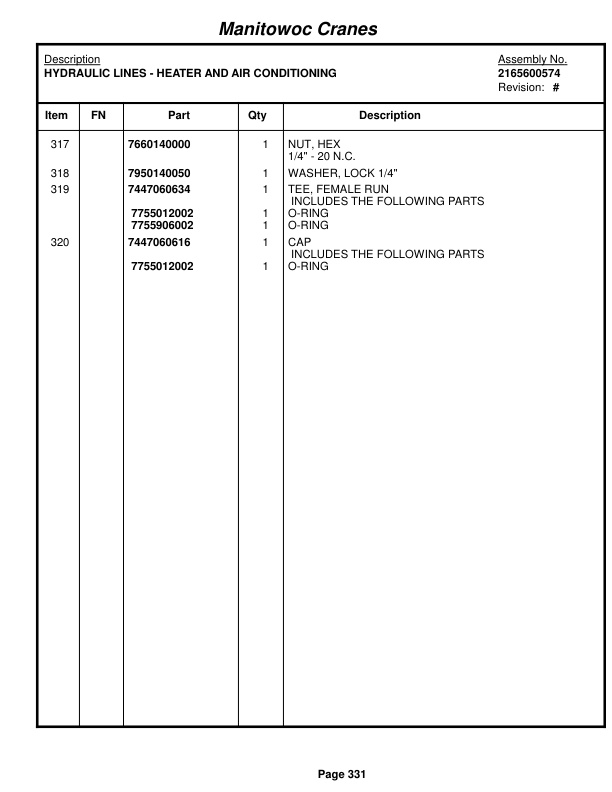 Grove RT635C Crane Parts Manual 220352 2014-2