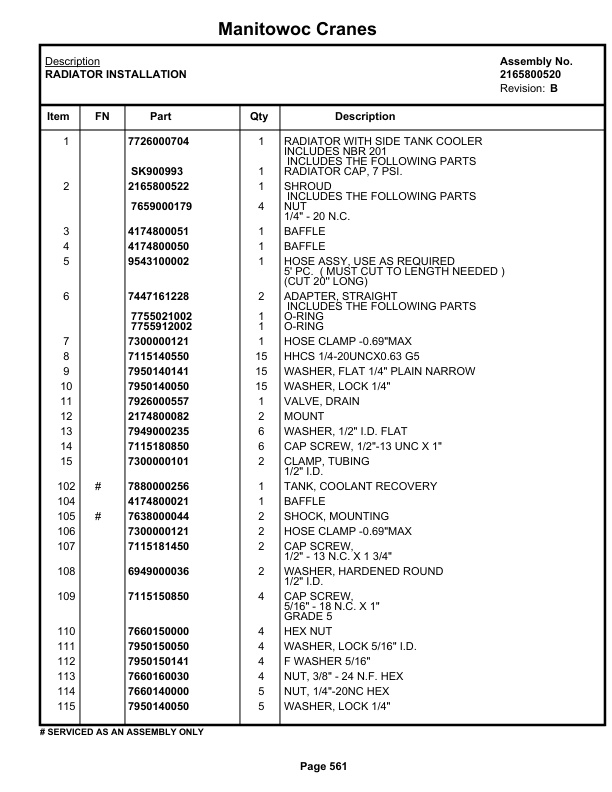 Grove RT635C Crane Parts Manual 78485 2020-3