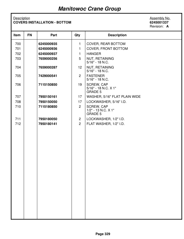 Grove RT635C Crane Parts Manual 83016 2008-2