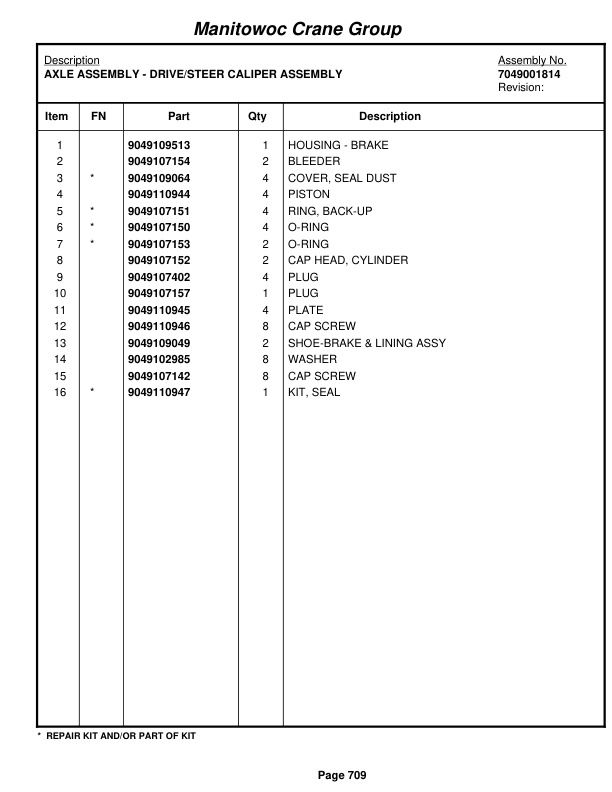 Grove RT635C Crane Parts Manual 86222 2007-3