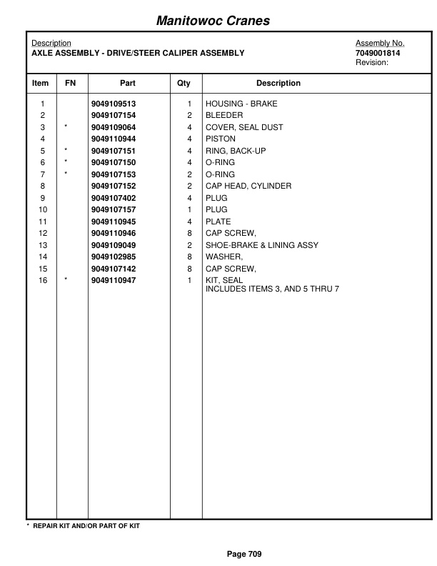 Grove RT635C Crane Parts Manual 86352 2009-3