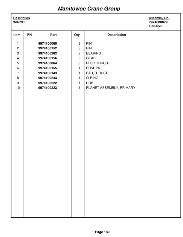 Grove RT63S Crane Parts Manual 20576 2005-2