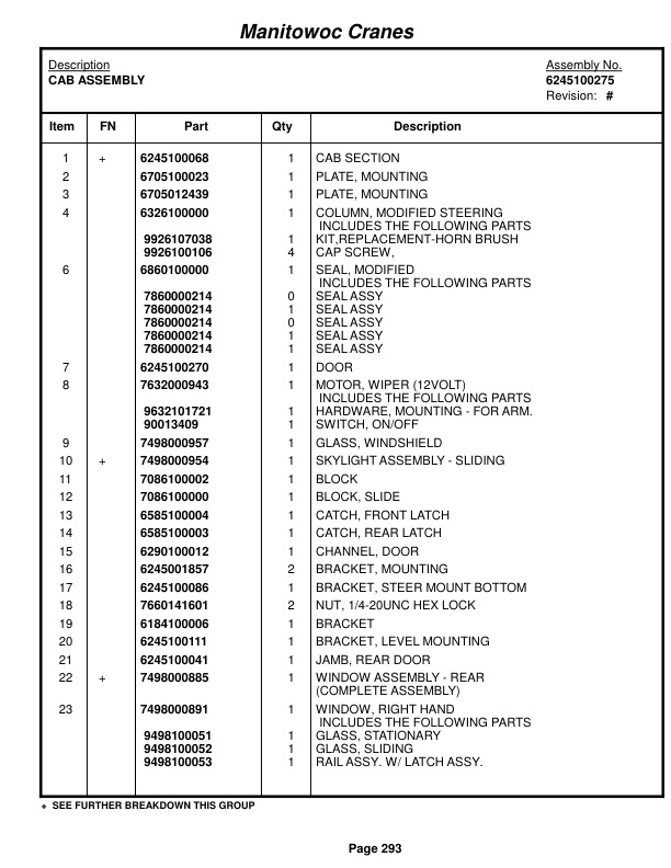 Grove RT640E Crane Parts Manual 221482 2014-2