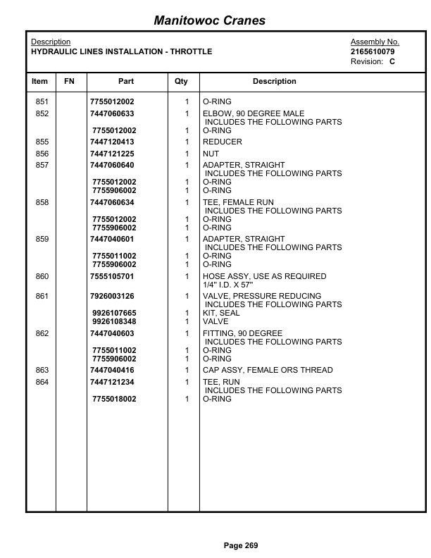 Grove RT640E Crane Parts Manual 224157 2013-2