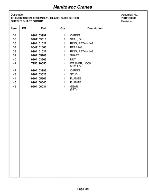 Grove RT650E Crane Parts Manual 221584 2010-3