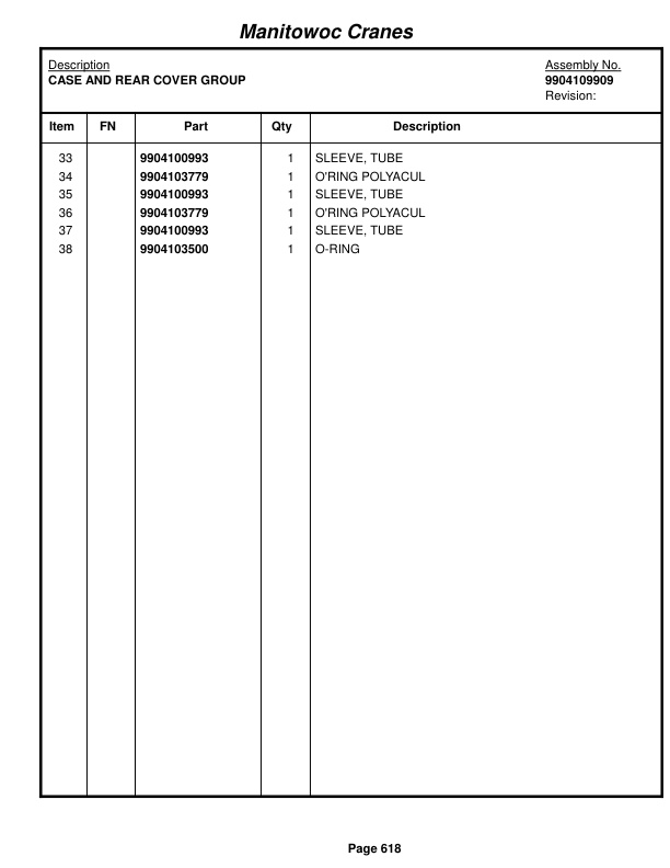 Grove RT650E Crane Parts Manual 222907 2015-3