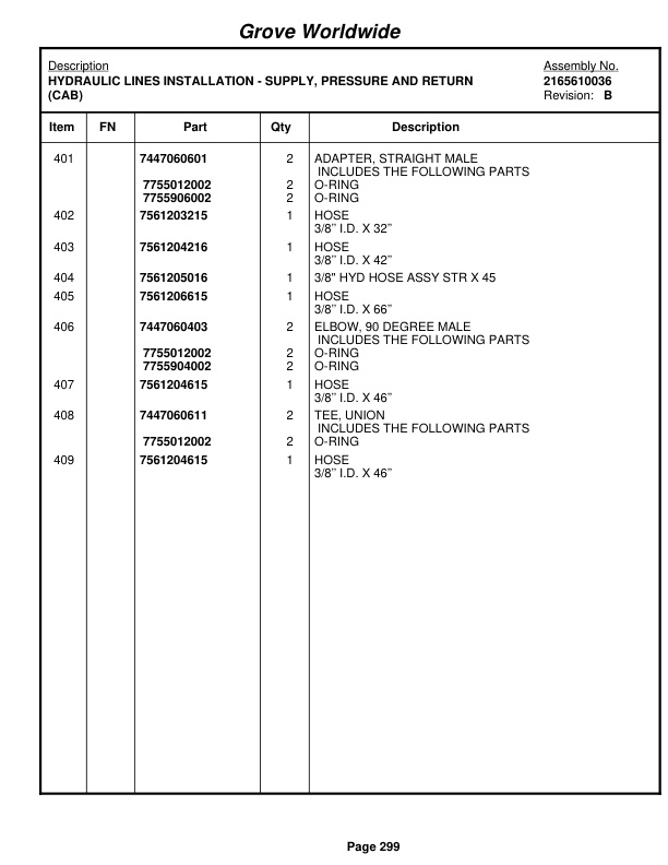 Grove RT650E Crane Parts Manual 223294 2003-2