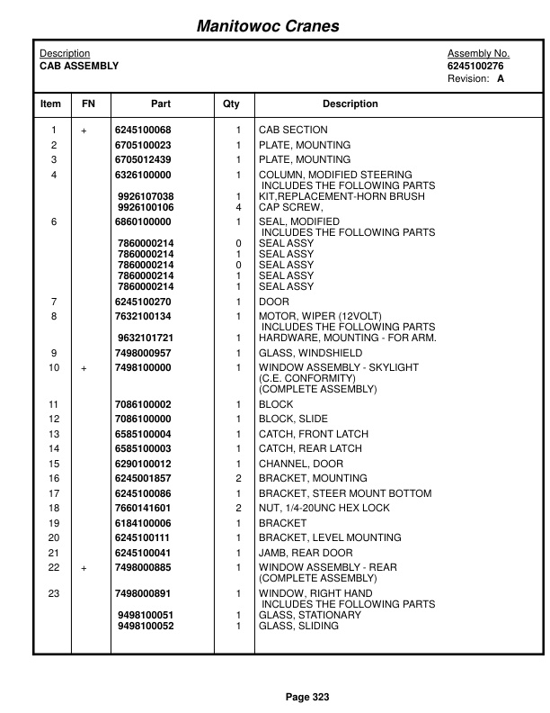 Grove RT650E Crane Parts Manual 223472 2015-2