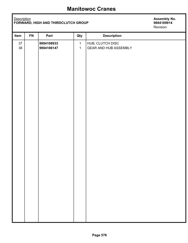 Grove RT650E Crane Parts Manual 223681 2019-3