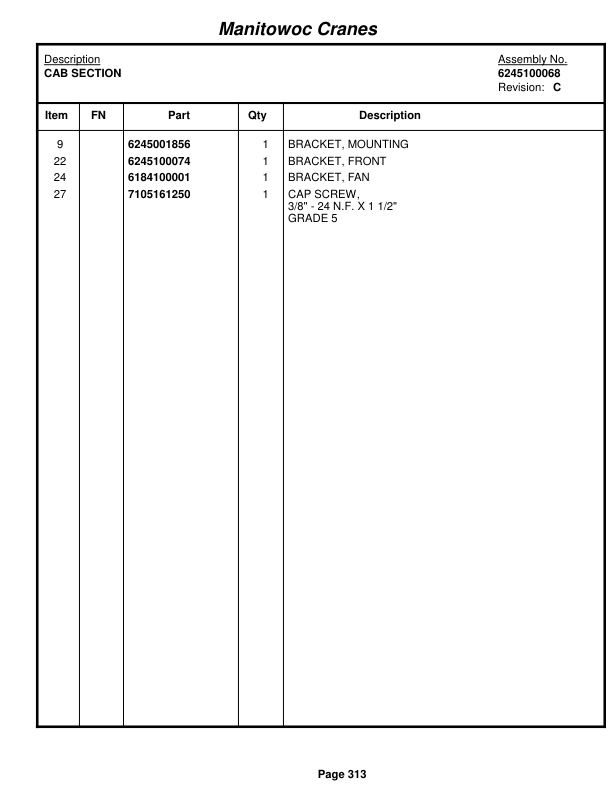 Grove RT650E Crane Parts Manual 223722 2015-2