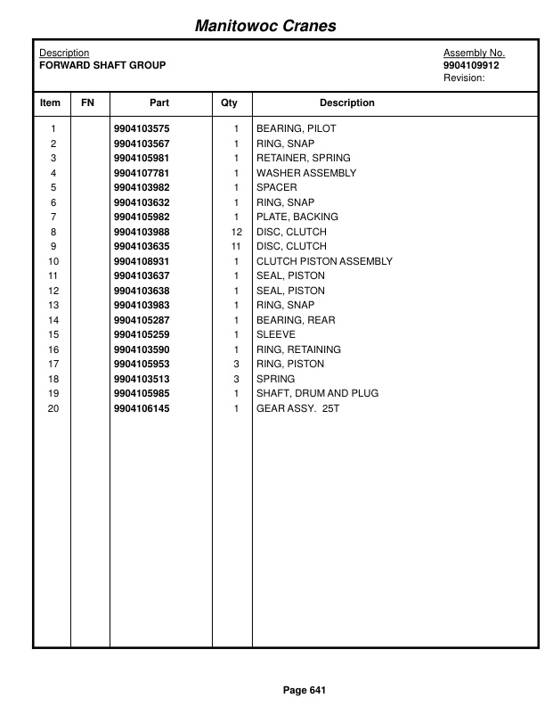 Grove RT650E Crane Parts Manual 223722 2015-3