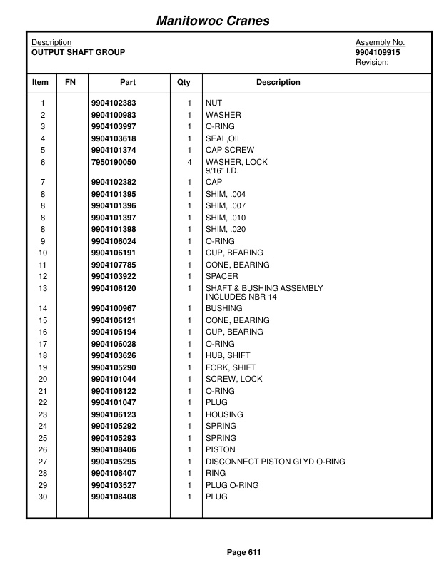 Grove RT650E Crane Parts Manual 224268 2015-3