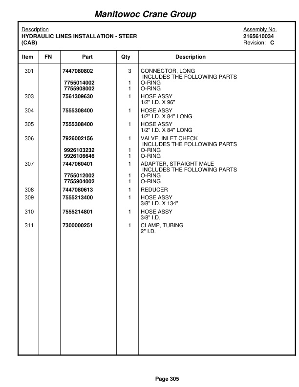 Grove RT650E Crane Parts Manual 224708 2008-2