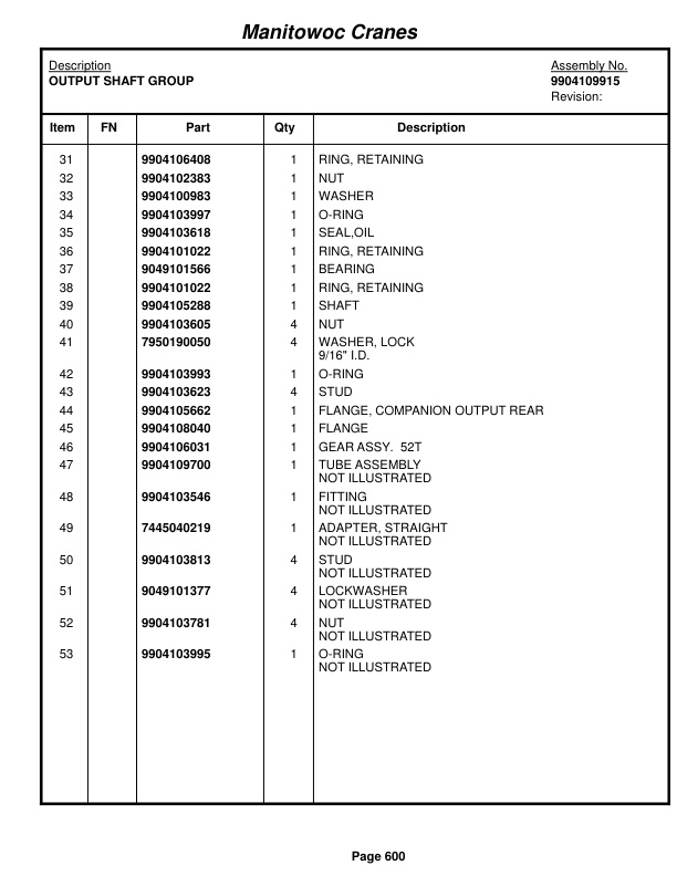 Grove RT650E Crane Parts Manual 224744 2016-3