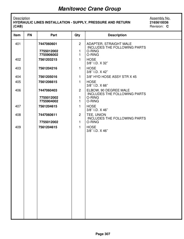 Grove RT650E Crane Parts Manual 225121 2006-2