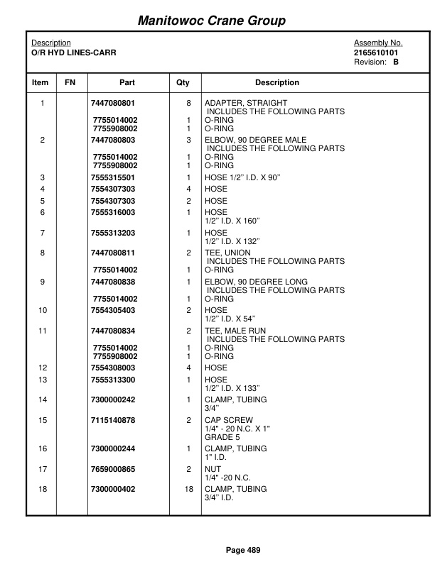 Grove RT650E Crane Parts Manual 225386 2006-3