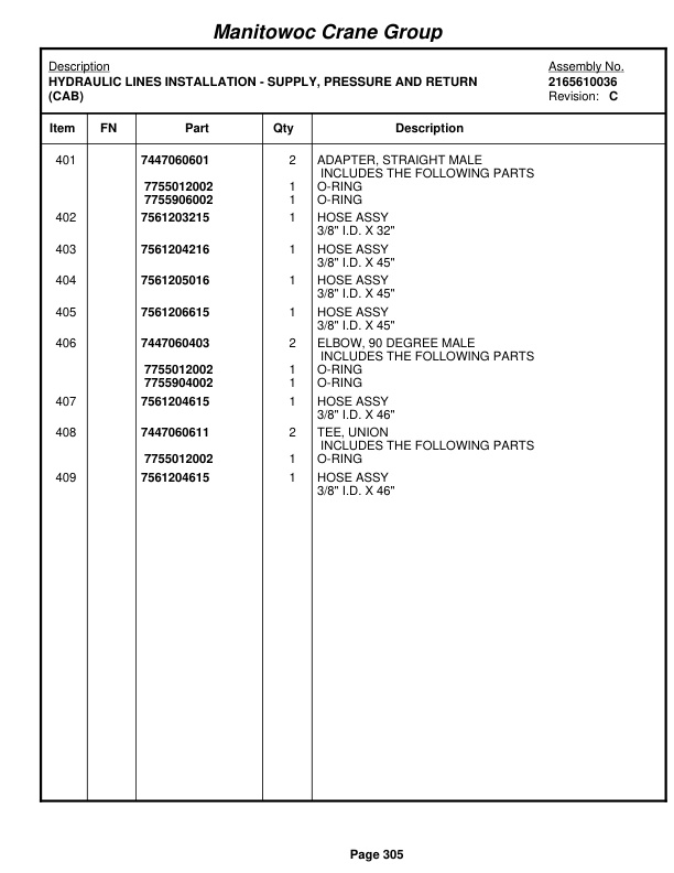 Grove RT650E Crane Parts Manual 225686 2008-2