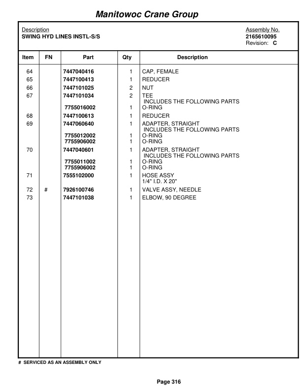 Grove RT650E Crane Parts Manual 225915 2006-2