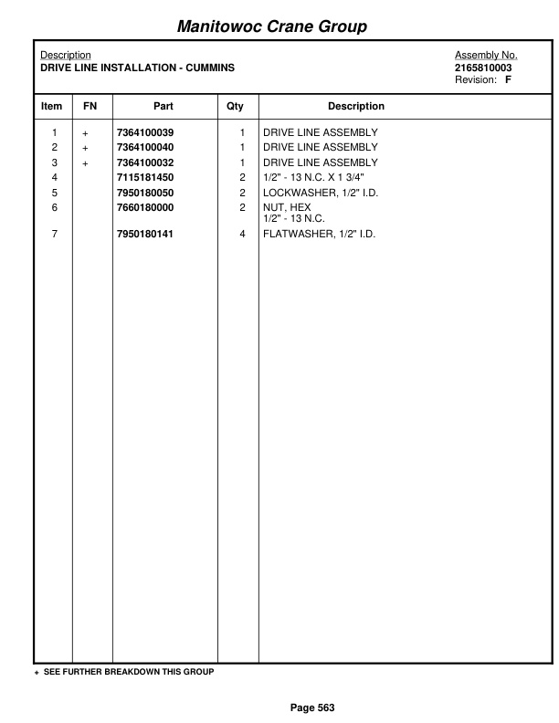 Grove RT650E Crane Parts Manual 225969 2006-3