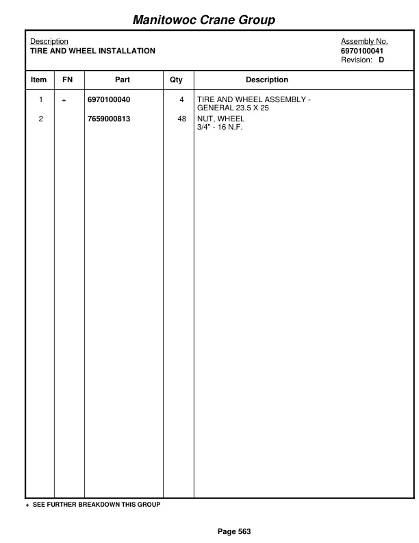 Grove RT650E Crane Parts Manual 226303 2007-3