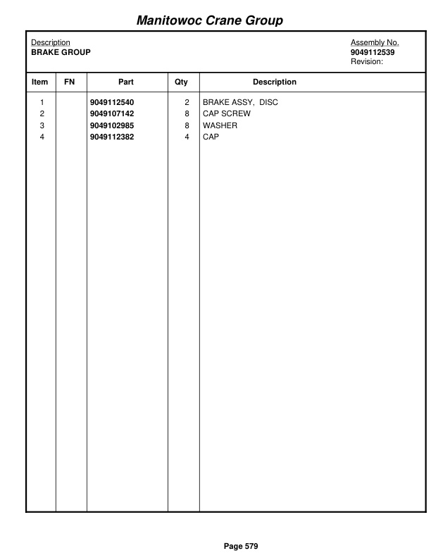 Grove RT650E Crane Parts Manual 226730 2007-3