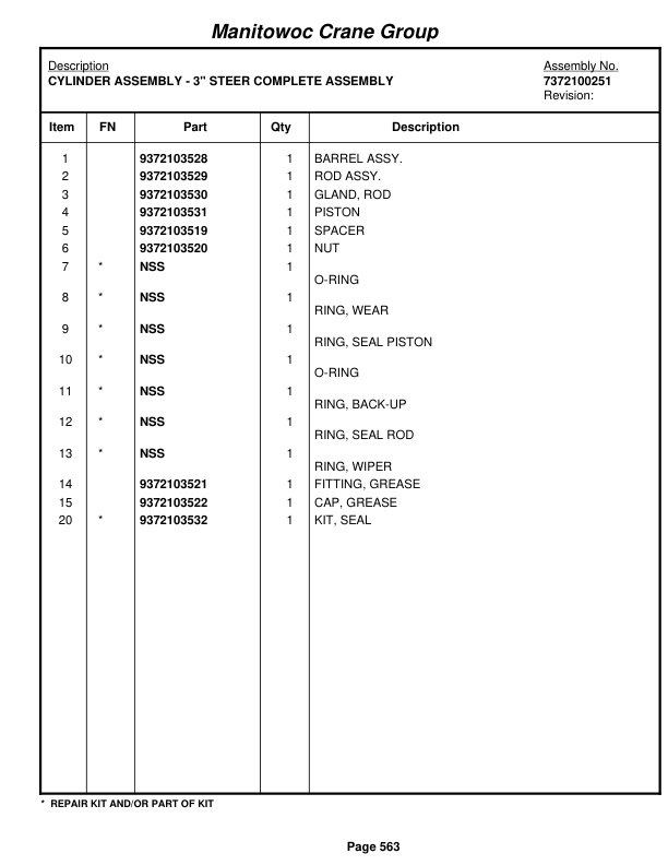 Grove RT650E Crane Parts Manual 226743 2007-3