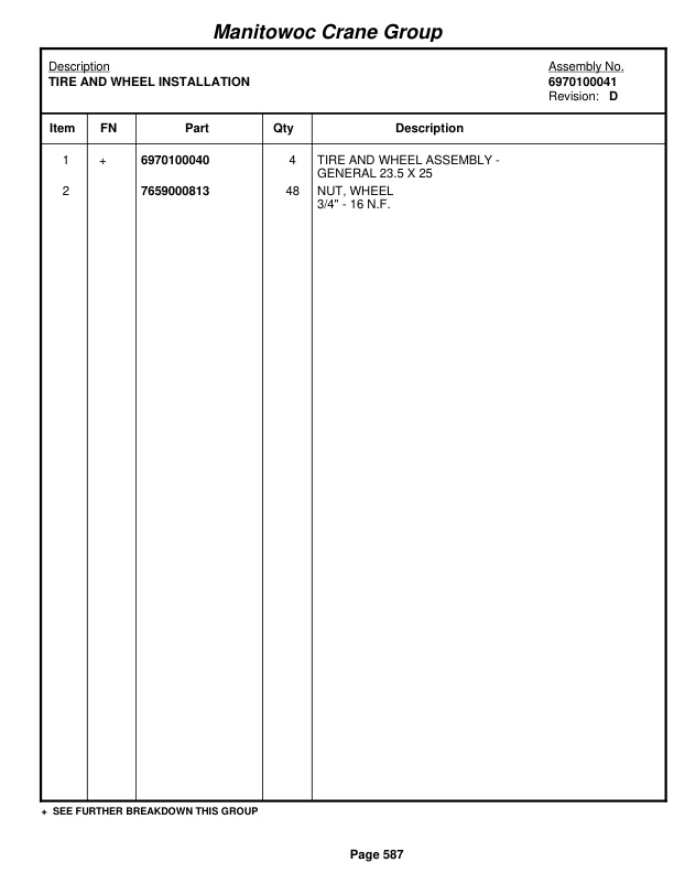 Grove RT650E Crane Parts Manual 227321 2007-3