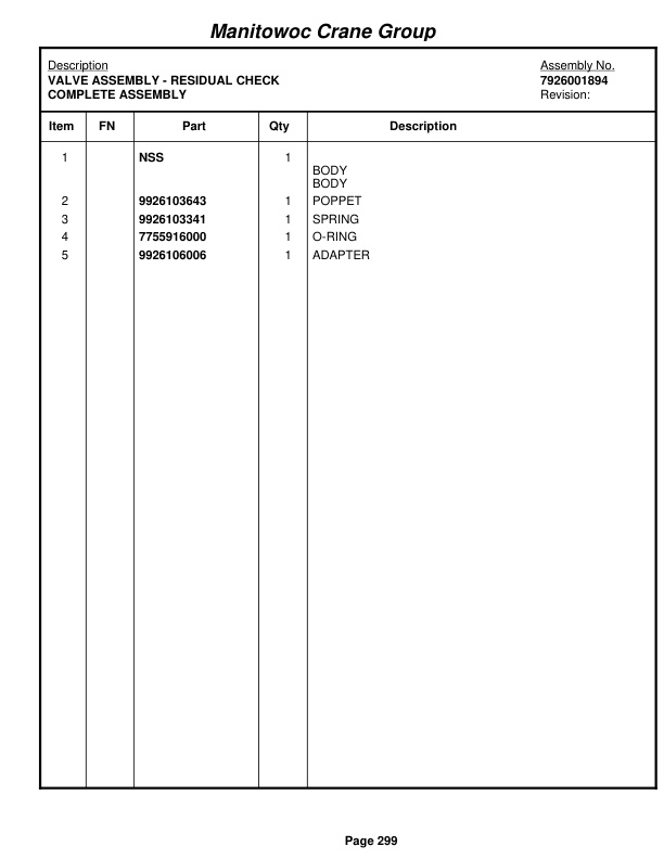 Grove RT650E Crane Parts Manual 227475 2007-2