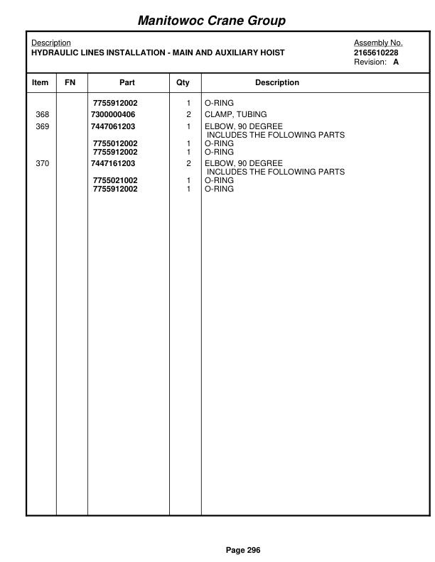 Grove RT650E Crane Parts Manual 227476 2008-2