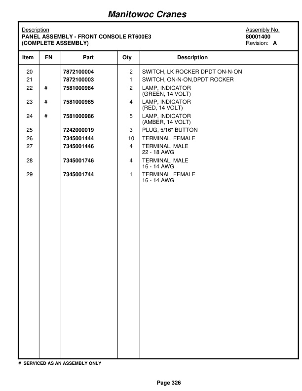 Grove RT650E Crane Parts Manual 228215 2011-2