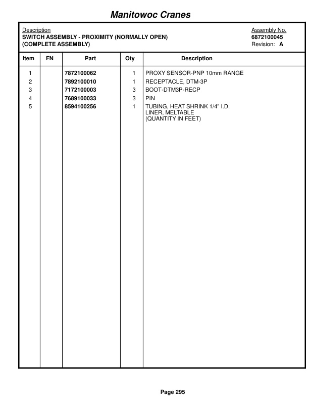 Grove RT650E Crane Parts Manual 229349 2014-2