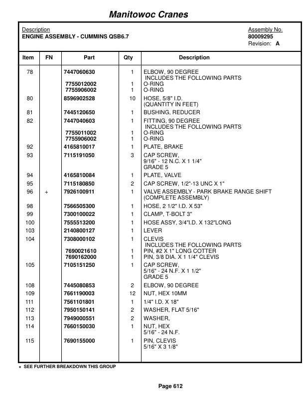 Grove RT650E Crane Parts Manual 229401 2017-3