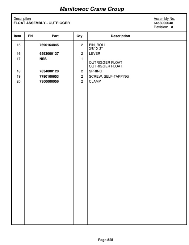 Grove RT650E Crane Parts Manual 229855 2009-3