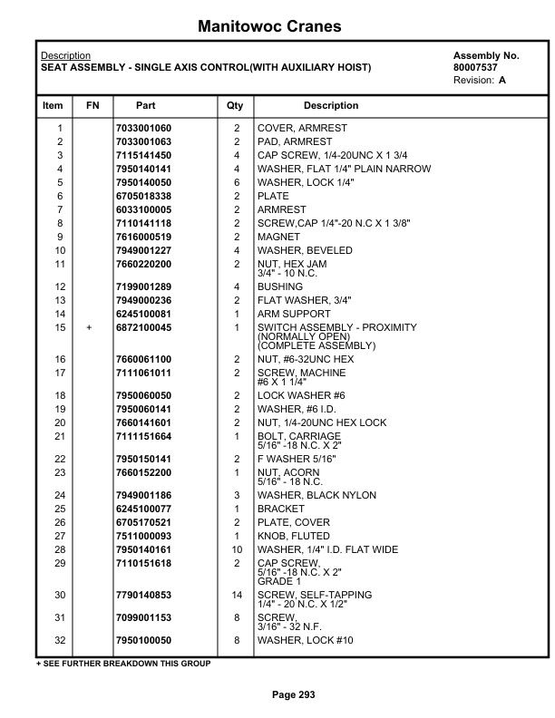 Grove RT650E Crane Parts Manual 229914 2009-2