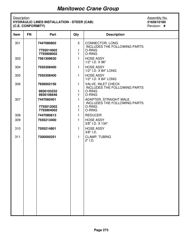 Grove RT650E Crane Parts Manual 230148 2009-2