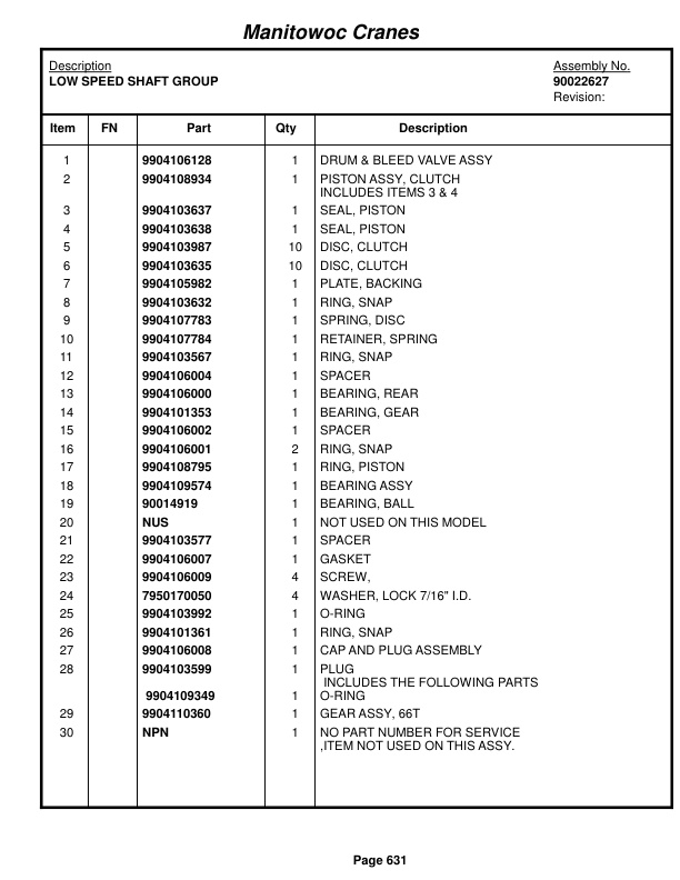 Grove RT650E Crane Parts Manual 234220 2017-3