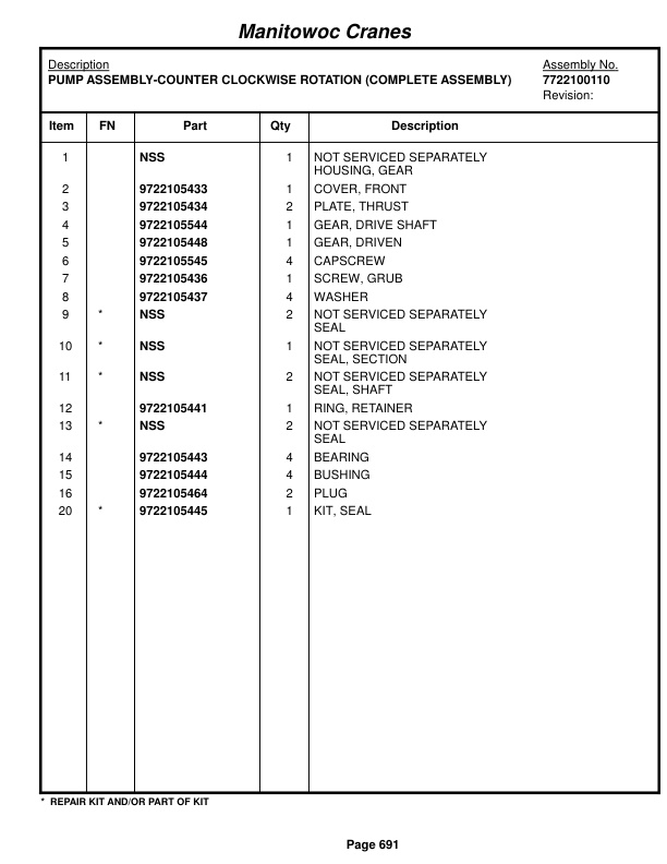 Grove RT650E Crane Parts Manual 235702 2017-3