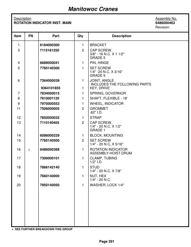 Grove RT65S Crane Parts Manual 39965 2016-2