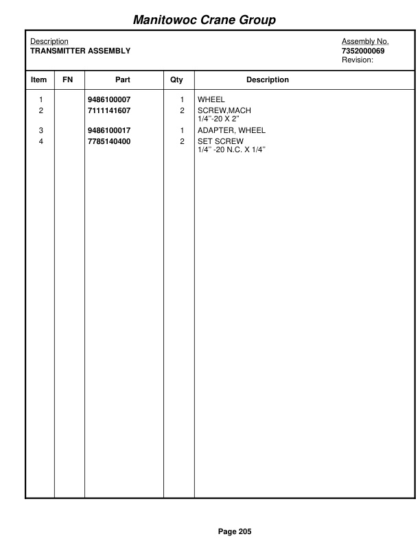 Grove RT65S Crane Parts Manual 43343 2005-2