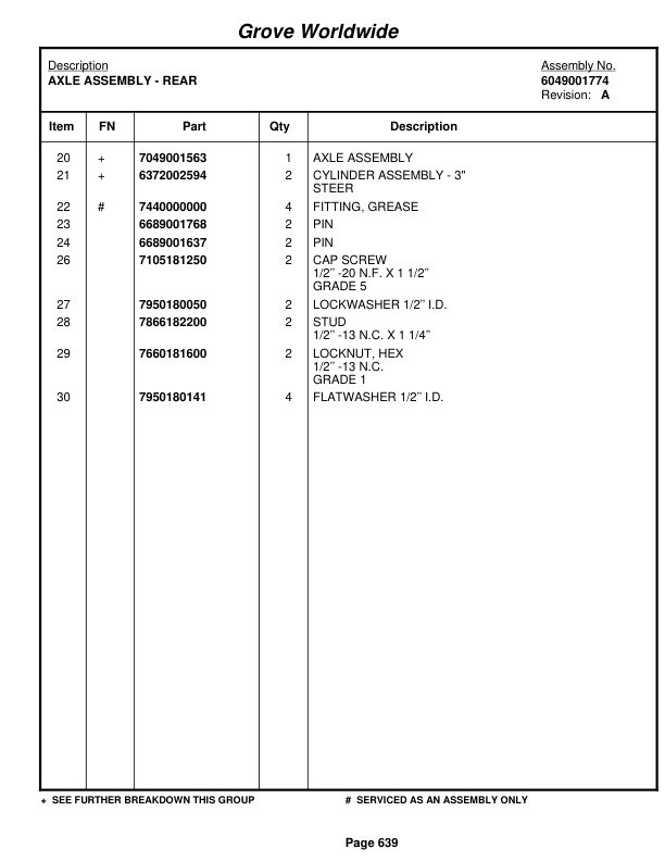 Grove RT730B Crane Parts Manual 76622 2003-3