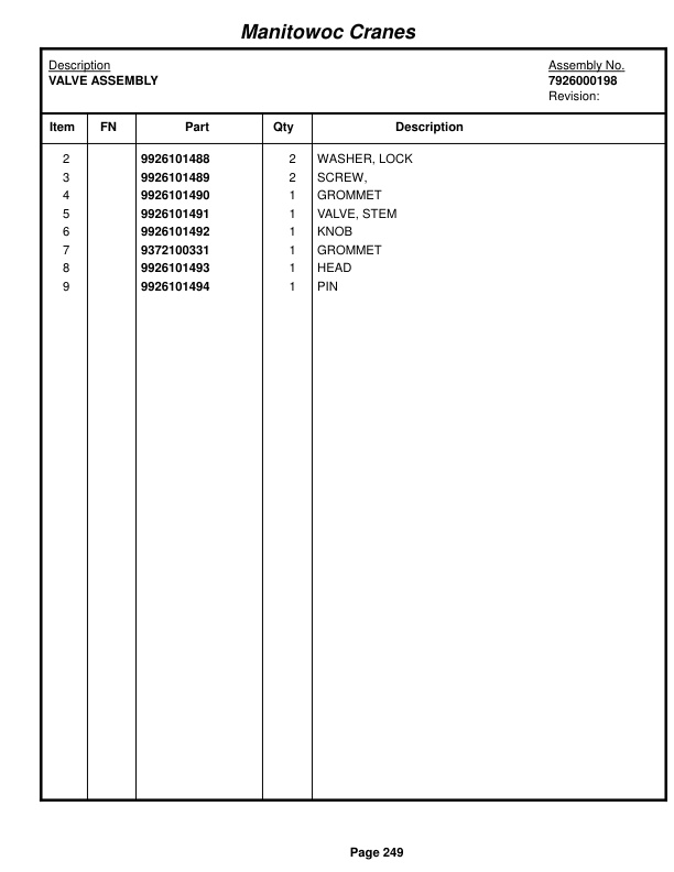 Grove RT740 Crane Parts Manual 50920 2016-2