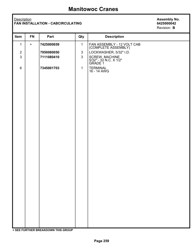 Grove RT740 Crane Parts Manual 67492 2020-2