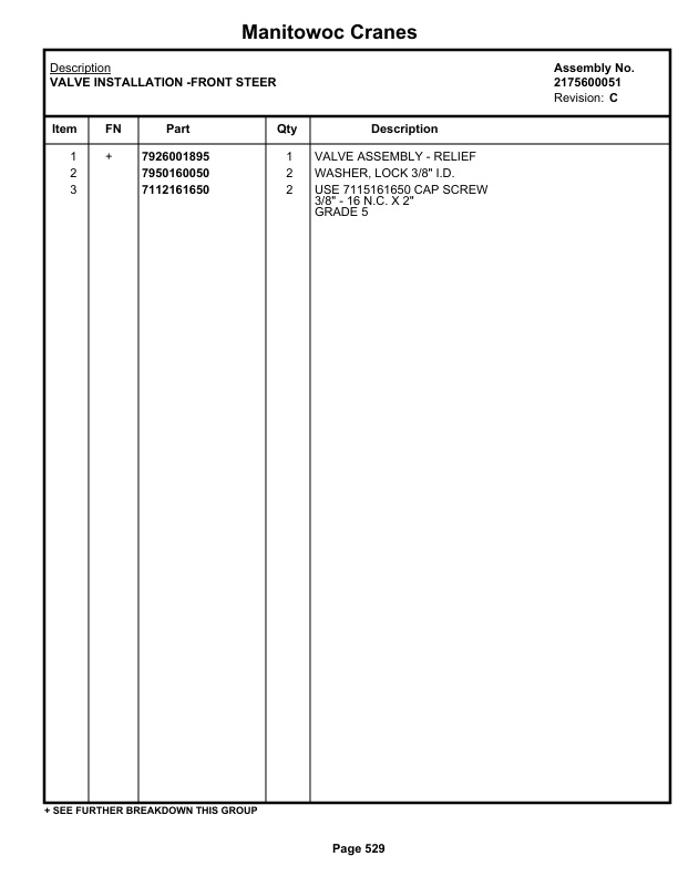 Grove RT740 Crane Parts Manual 67492 2020-3