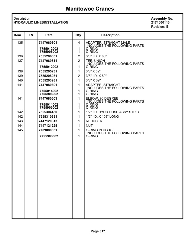 Grove RT740B Crane Parts Manual 74747 2021-2