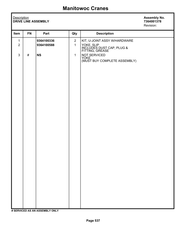 Grove RT745 Crane Parts Manual 70428 2021-3