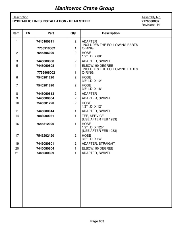 Grove RT745 Crane Parts Manual 73414 2005-3