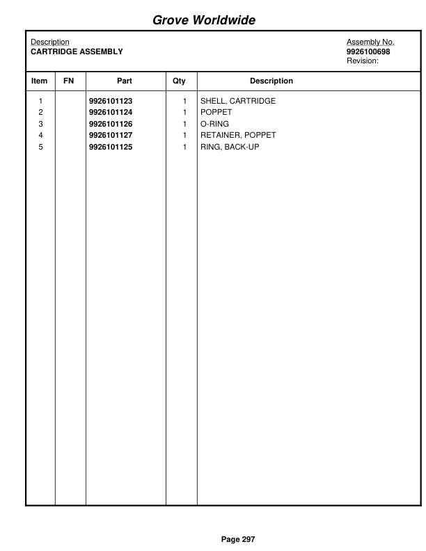 Grove RT745 Crane Parts Manual 73610 2004-2